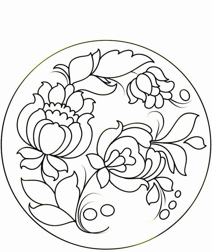 Ảnh cái đĩa tranh tô màu viền hoa