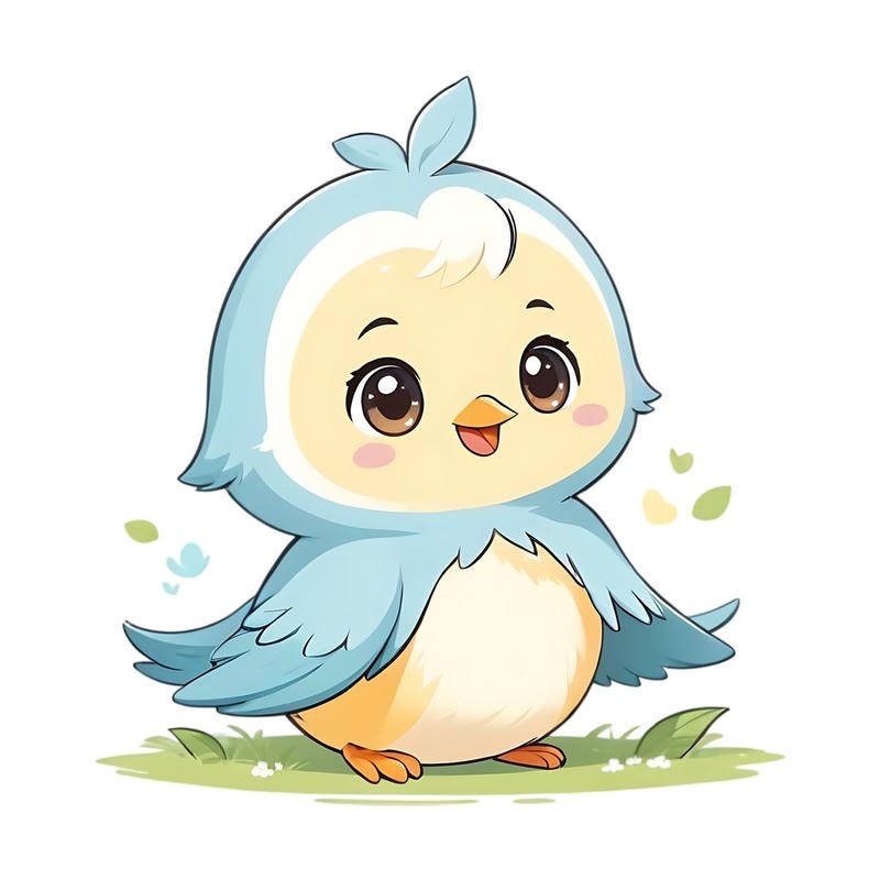Ảnh chim chibi đang ngồi với tư thế đáng yêu