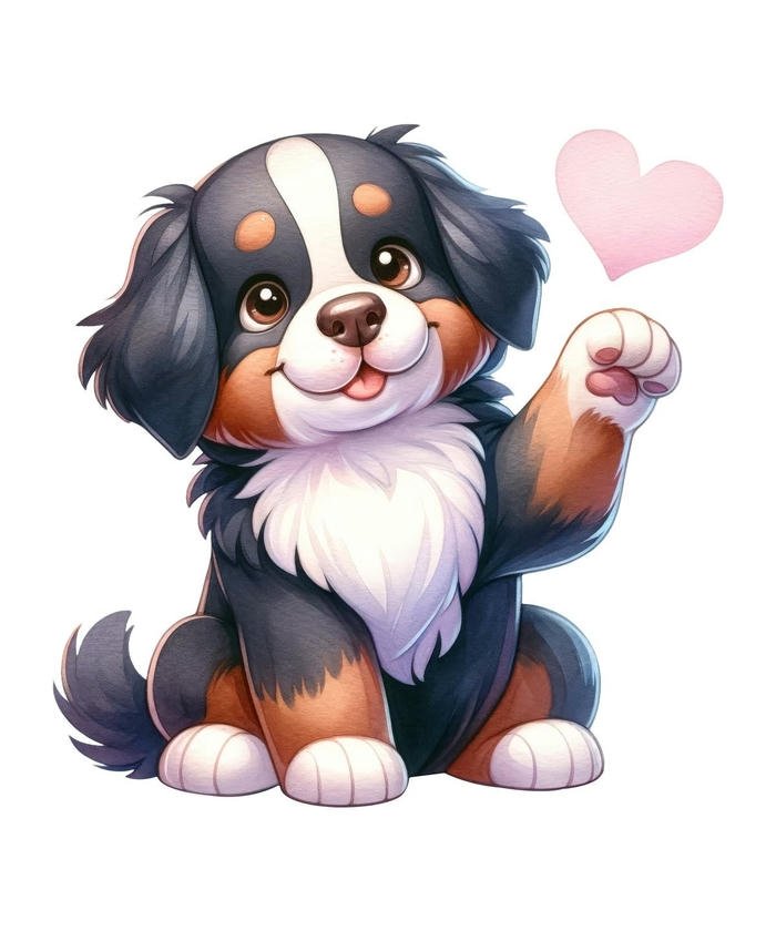 Ảnh con chó chibi thả tim