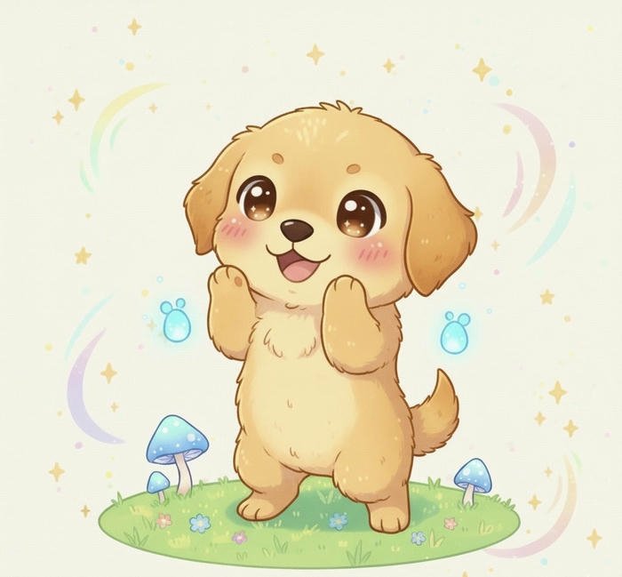 Ảnh cute con chó chibi nhìn yêu cực