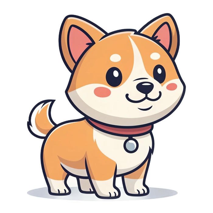 Ảnh hoạt hình con chó chibi đeo vòng cổ