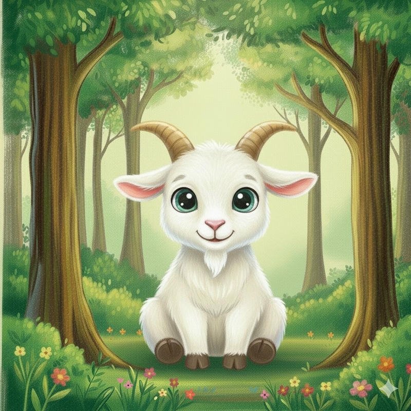 Ánh mắt dê chibi tròn sáng tạo điểm nhấn nổi bật