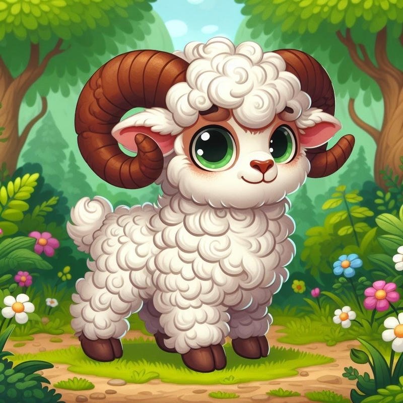 Ánh nhìn dê chibi thể hiện sự ngây thơ dễ thương