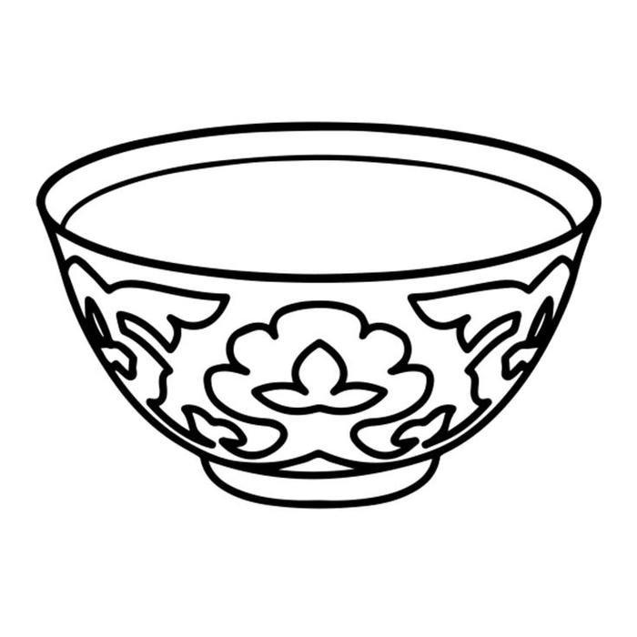 Ảnh tranh tô màu cái bát dễ thương