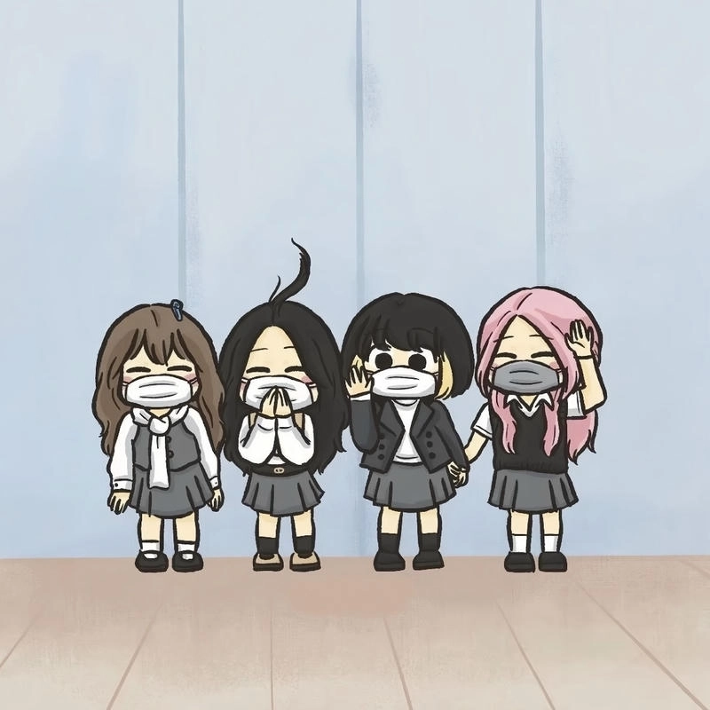 Bản phác họa Blackpink chibi với đường nét mềm mại