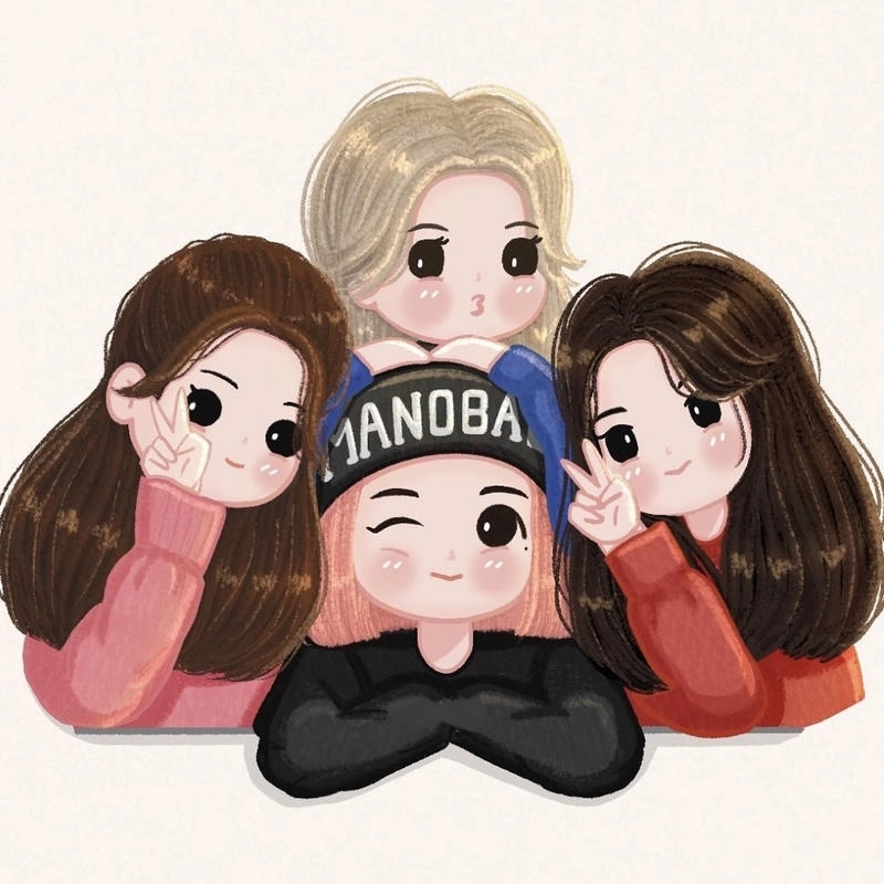 Bản vẽ Blackpink chibi thể hiện thần thái riêng từng người