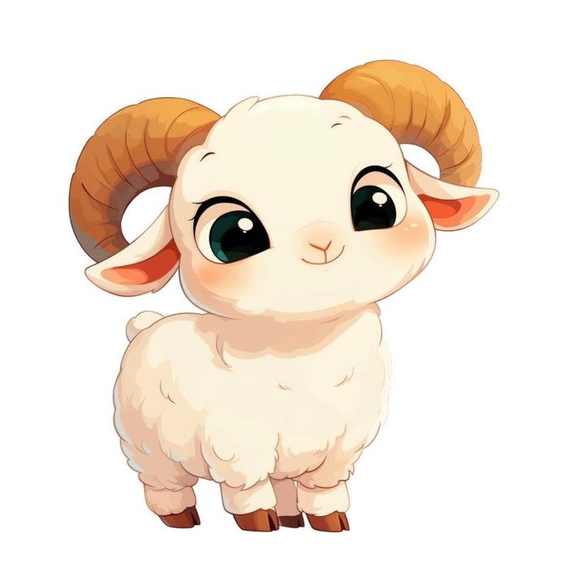 Biểu cảm dê chibi đáng yêu với nét vẽ rõ ràng