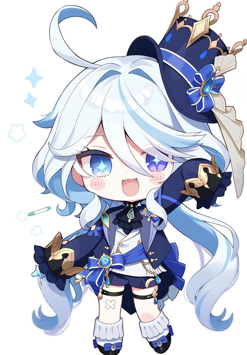 Biểu cảm tinh nghịch đáng yêu của Furina chibi nổi bật