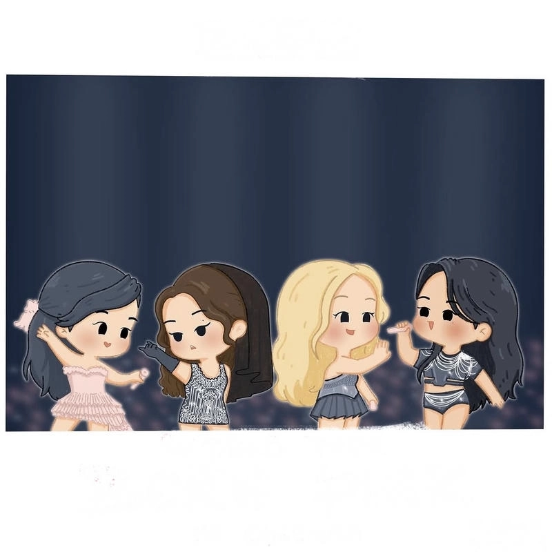 Blackpink chibi với biểu cảm đáng yêu và vui nhộn