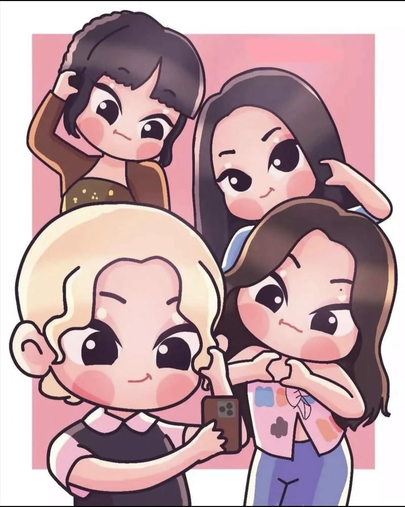 Bộ tứ Blackpink chibi tạo dáng dễ thương cuốn hút