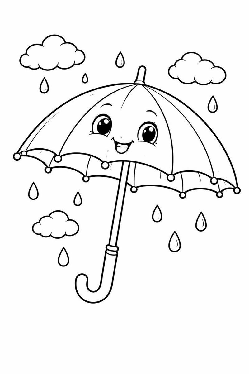 Bức phác thảo tranh tô màu cái ô sinh động
