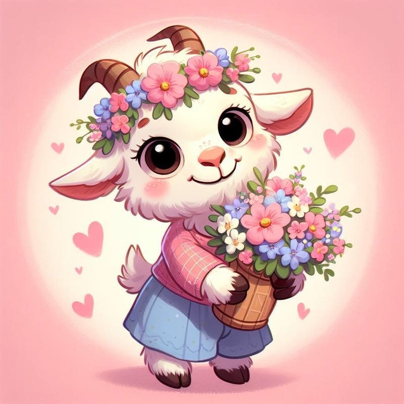 Dáng vẻ dê chibi đứng nghiêng đầy cuốn hút