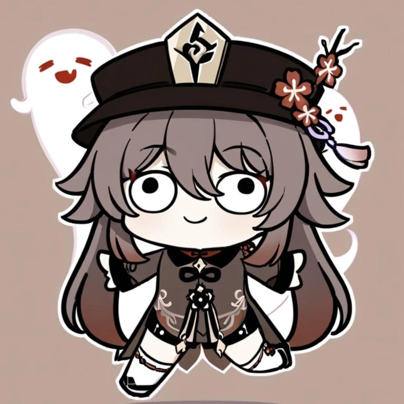 Đường nét uyển chuyển tạo nên hình Hu Tao chibi cuốn hút