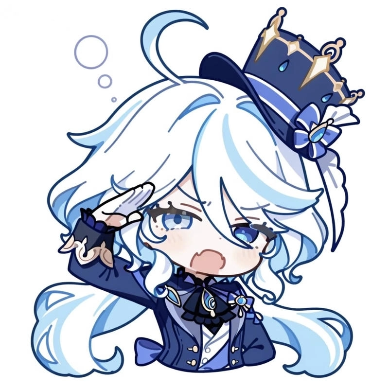 Góc chụp nổi bật làm rõ nét Furina chibi sinh động