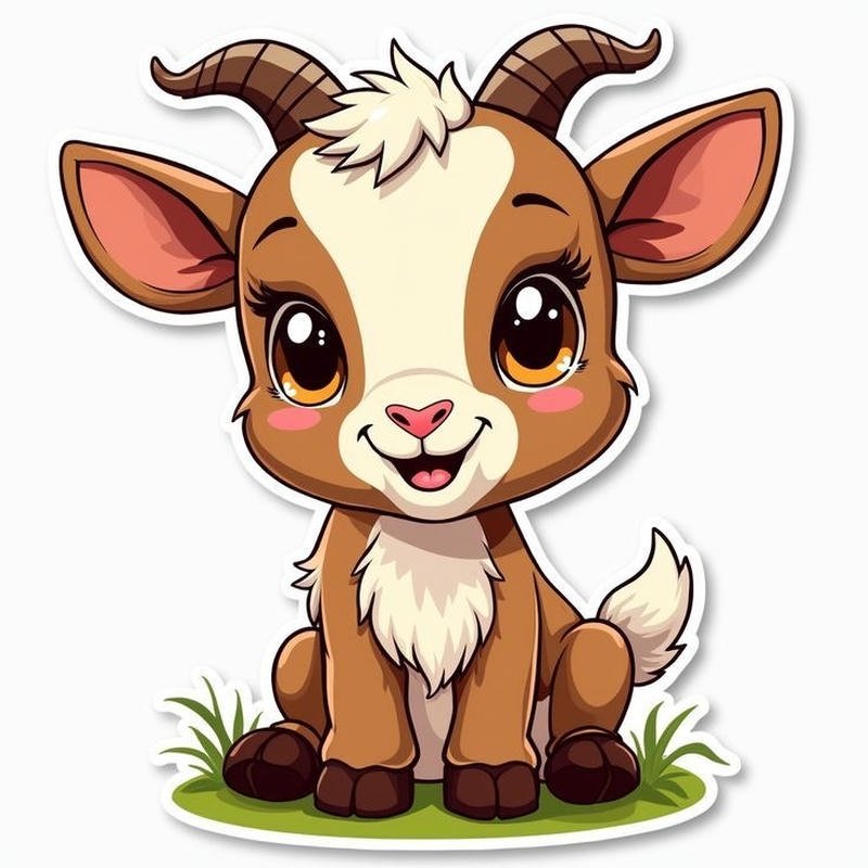 Góc nghiêng dê chibi thể hiện biểu cảm ngộ nghĩnh nhẹ