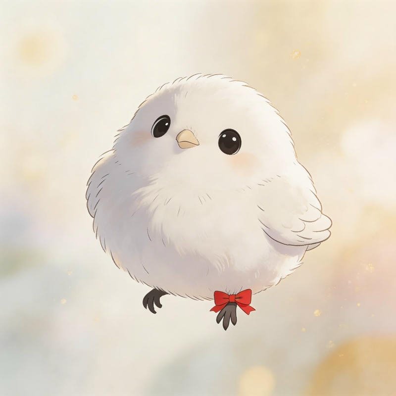 Góc nhìn chim chibi với biểu cảm vui vẻ tự nhiên