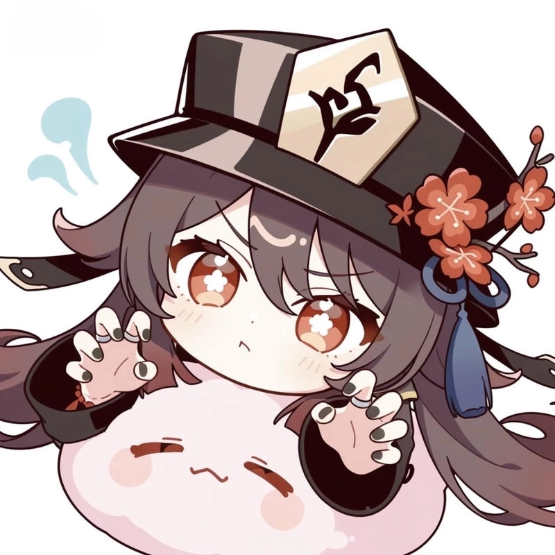 Gương mặt tinh nghịch hiện rõ qua hình Hu Tao chibi