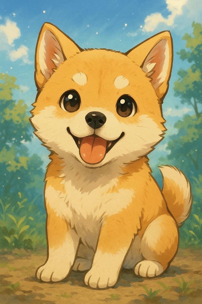 Hình ảnh con chó chibi mừng chủ