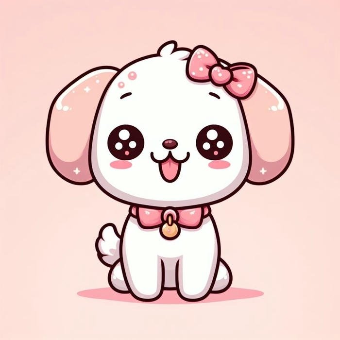 Hình ảnh con chó chibi tai hồng cute