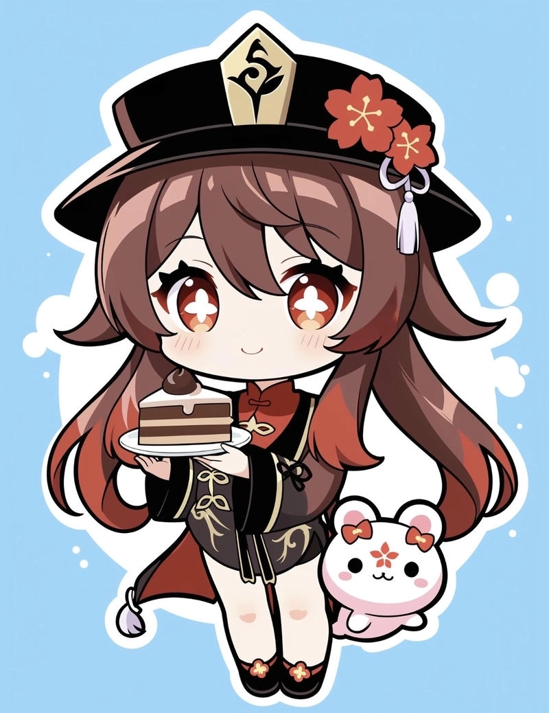 Hình ảnh dễ thương nhưng vẫn mang nét cá tính Hu Tao chibi