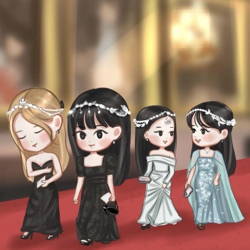 Hình ảnh nhóm Blackpink chibi phù hợp làm avatar cá nhân