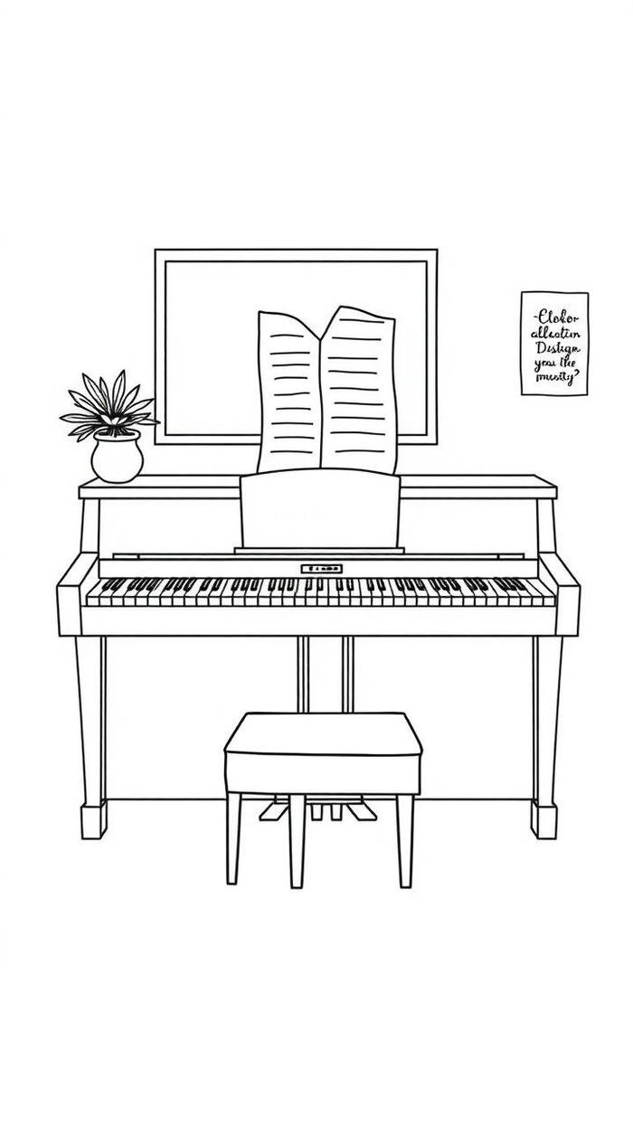 Hình ảnh tranh đồng màu đàn piano ngăn nắp