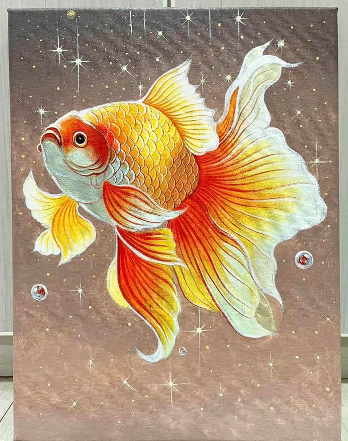 Hình ảnh tranh vẽ con cá với màu sắc trang nhã