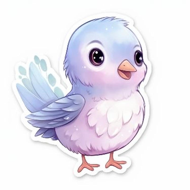 Hình chim chibi đứng yên với dáng vẻ hiền lành