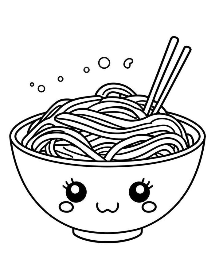 Hình tranh tô màu cái bát phong cách cute
