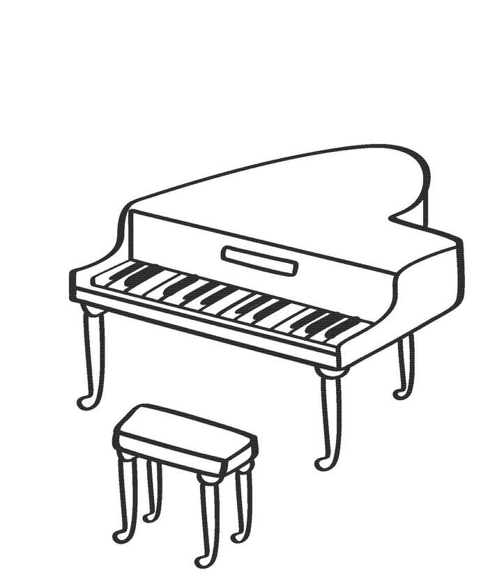 Hình tranh tô màu đàn piano cho bé tập tô.