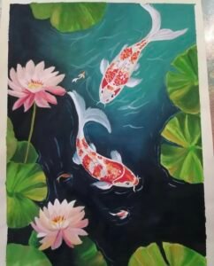Hình tranh vẽ con cá phong cách sáng tạo