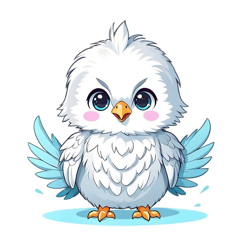 Khoảnh khắc chim chibi đậu trên nền đơn giản dễ nhìn