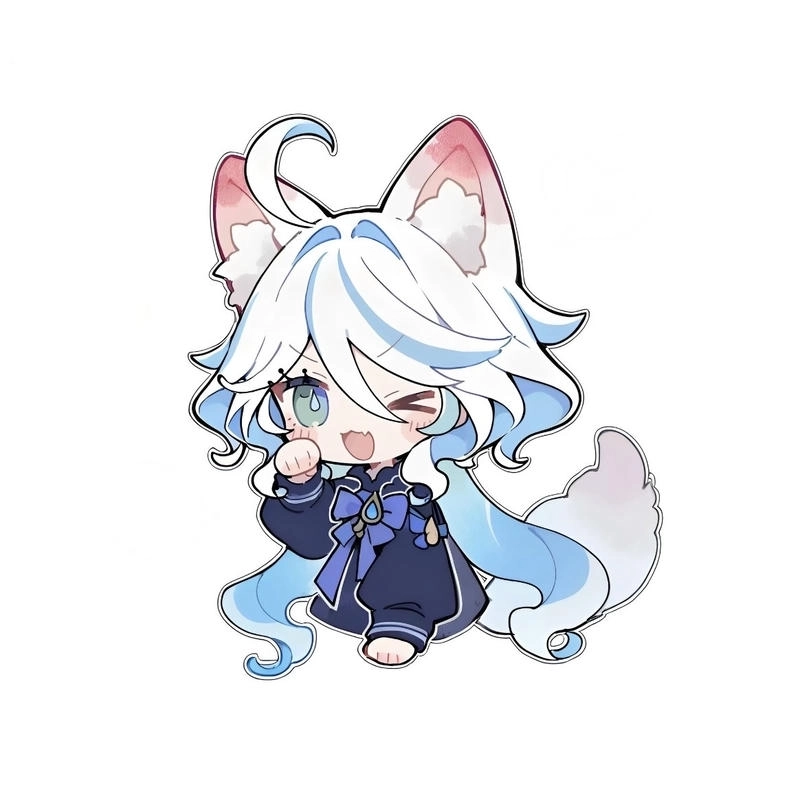 Không khí vui tươi thể hiện qua từng chi tiết Furina chibi