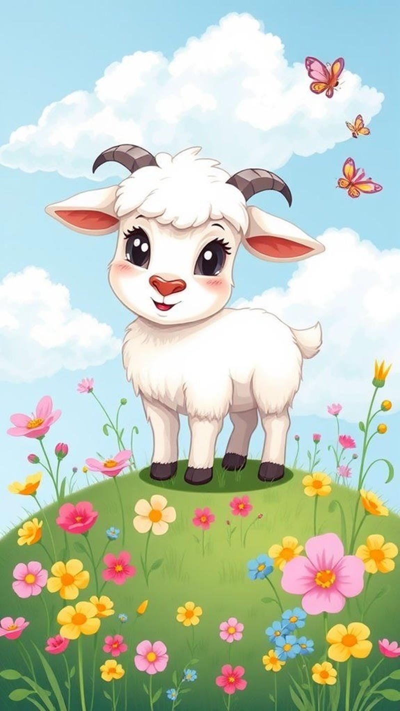 Khung cảnh dê chibi đơn giản nhưng vẫn thu hút