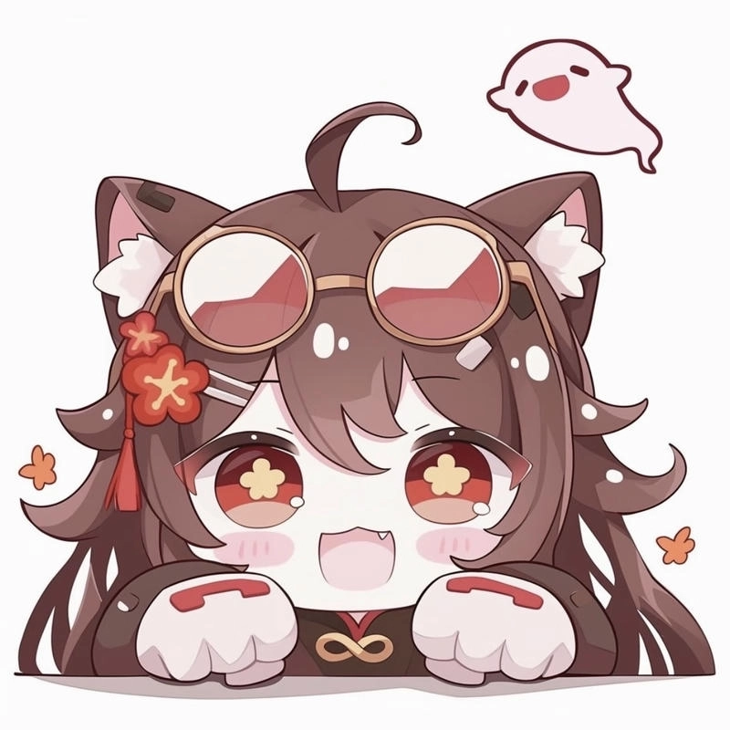 Khung cảnh nhẹ nhàng làm nổi bật Hu Tao chibi