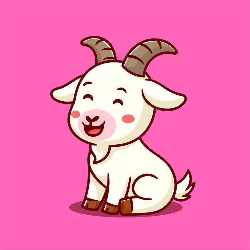Phong thái dê chibi với nét vẽ tinh giản hiện đại