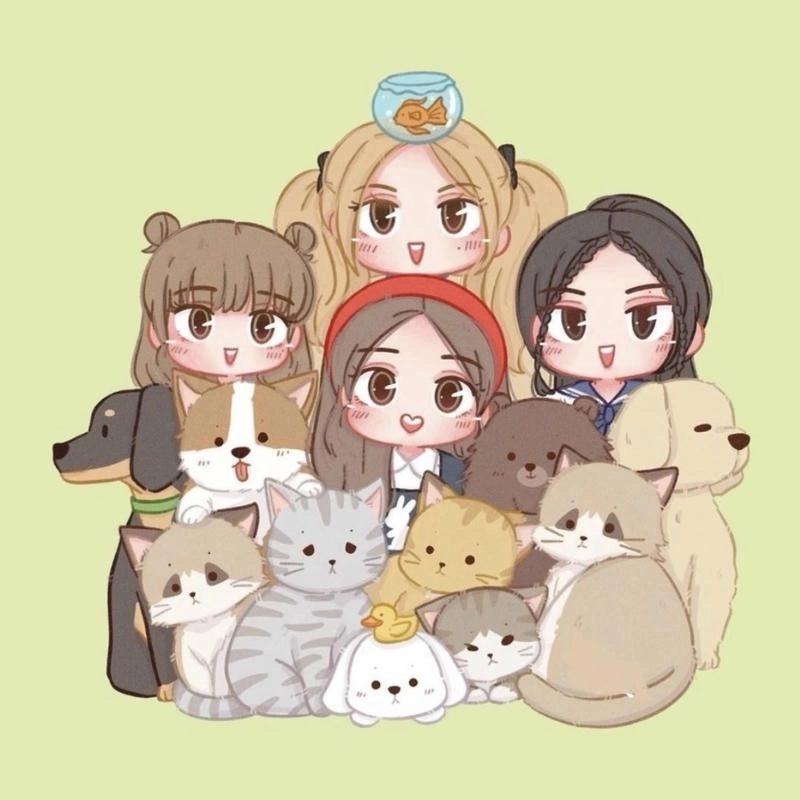 Tạo dáng Blackpink chibi mang phong cách hoạt hình hiện đại