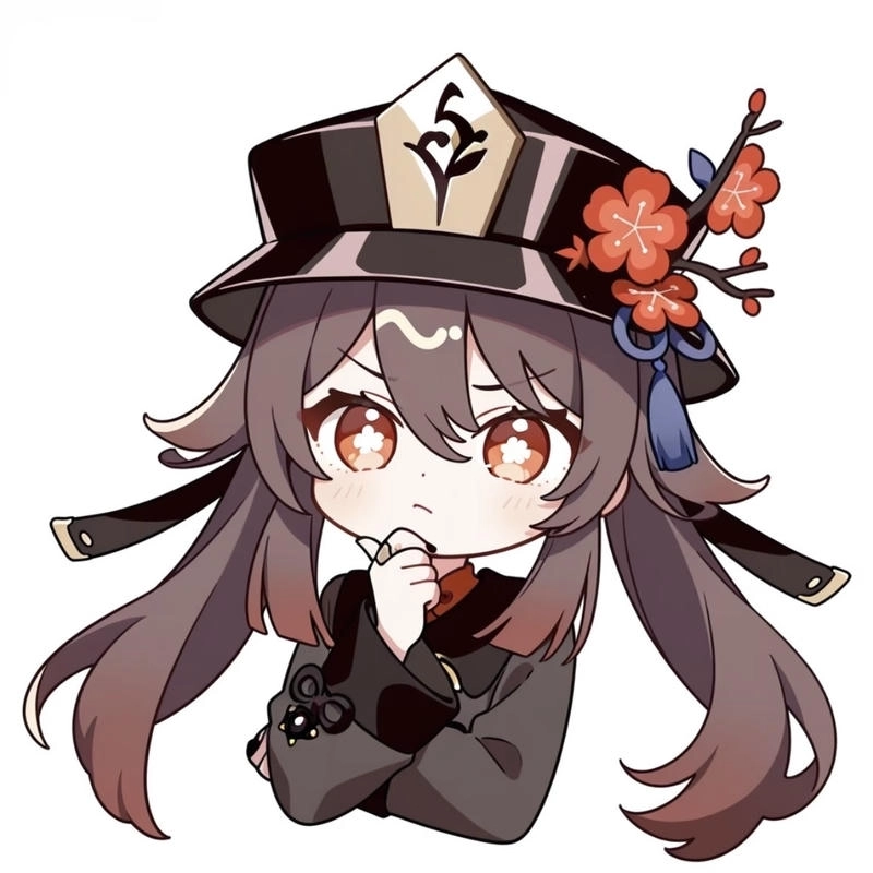 Tạo dáng độc đáo giúp hình Hu Tao chibi thêm cuốn hút