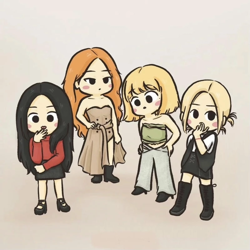 Tạo hình Blackpink chibi với đường nét tinh giản