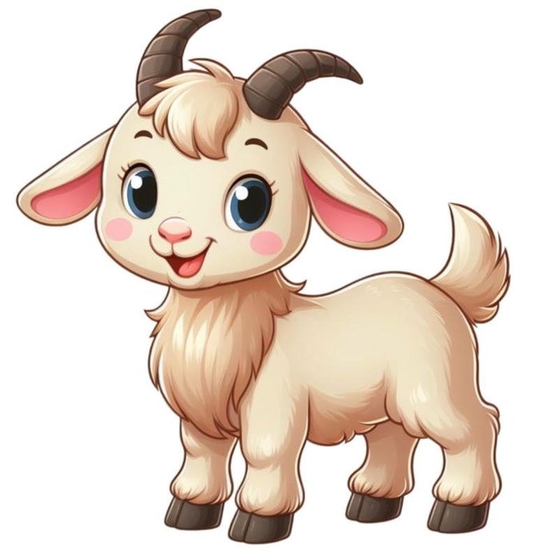 Tạo hình dê chibi với đôi sừng nhỏ rất đáng yêu