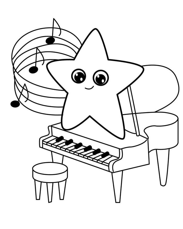 Tranh piano hoạt hình đáng yêu.