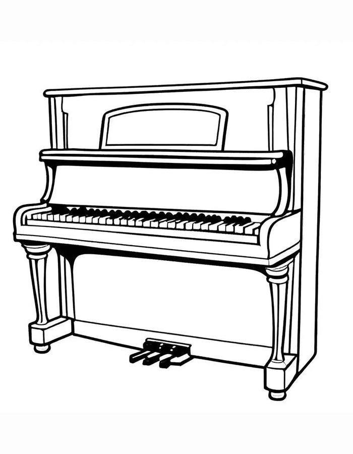 Tranh tô màu đàn piano đơn giản phù hợp cho trẻ.