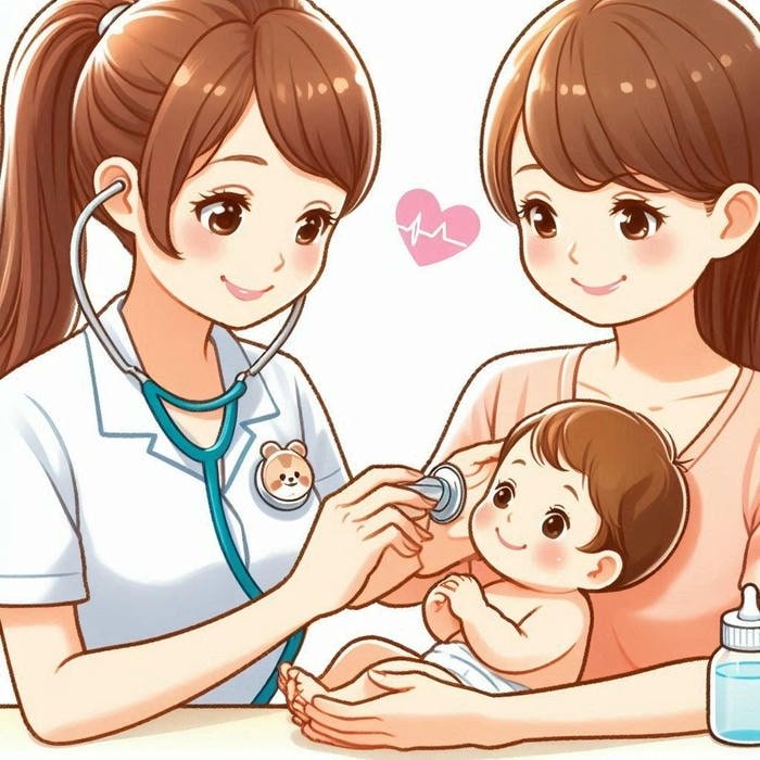 ảnh bác sĩ chibi đang khám bệnh