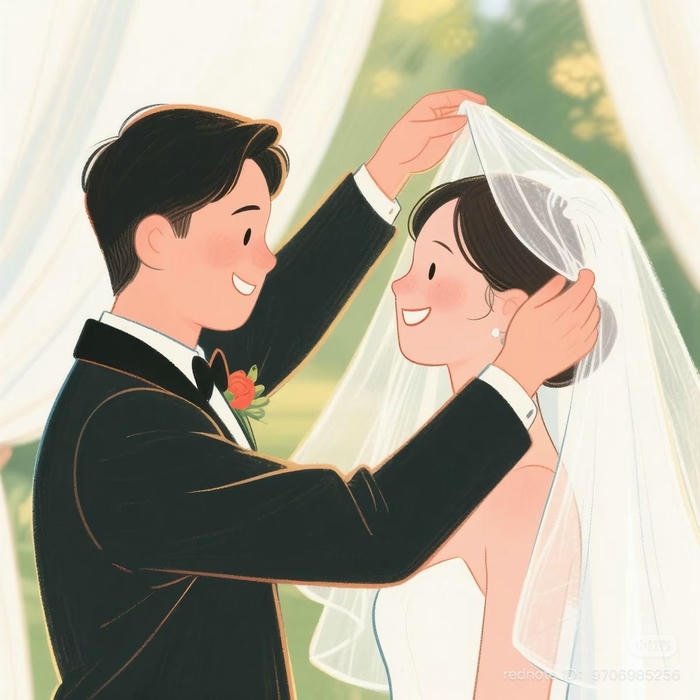ảnh cô dâu chú rể chibi trong lễ cưới