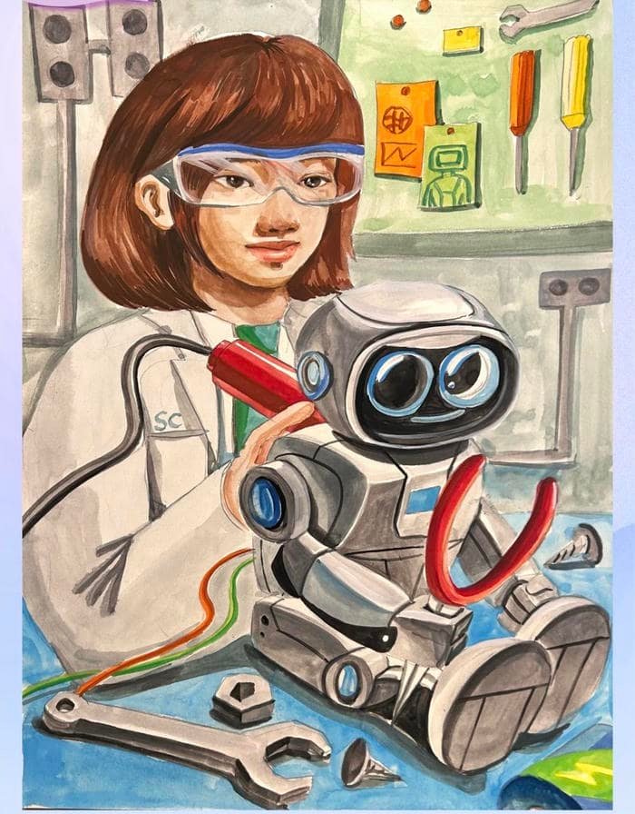 bức tranh tranh vẽ ước mơ của em chế tạo robot