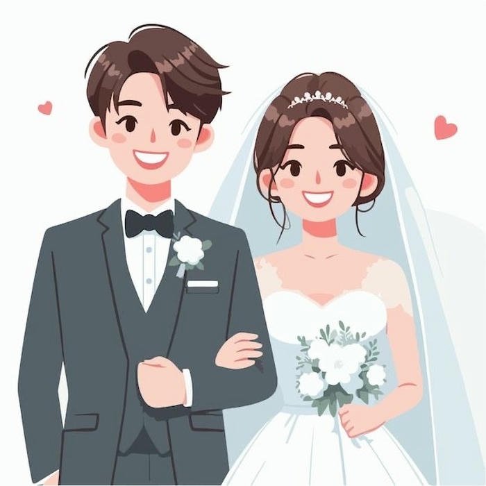 cô dâu chú rể chibi đáng yêu