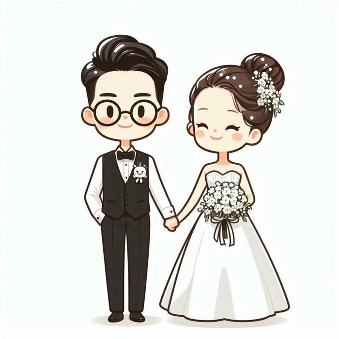 cô dâu chú rể chibi dễ thương