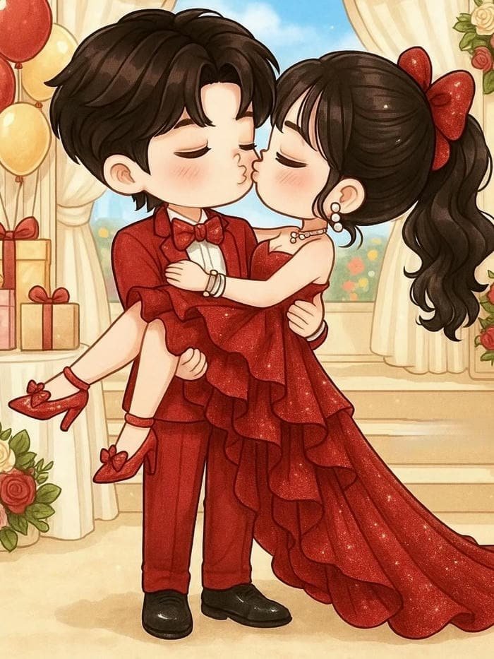 cô dâu chú rể chibi lãng mạn