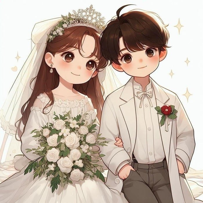 cô dâu chú rể chibi ngọt ngào