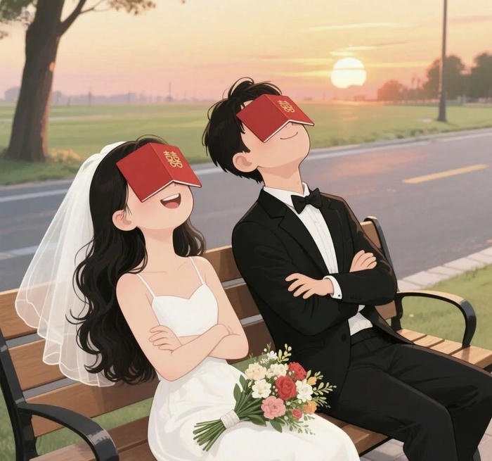 cô dâu chú rể chibi trong ngày cưới